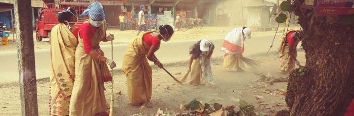 Wash Biranganas continue their tireless effort towards hygiene promotion: Prompts 200+ villagers to clean their marketplace