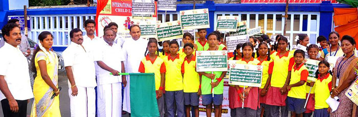 Rescued Children in Puducherry rally against Child Labour