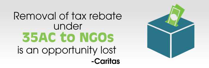 Removal of tax rebate under 35AC to NGOs is an opportunity lost: Caritas